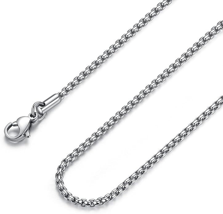 Mens Womens Stainless Steel Square Rolo Chain Necklace