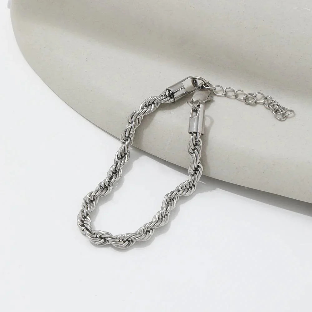 Elegant Stainless Steel Rope Chain Twisted Bracelets