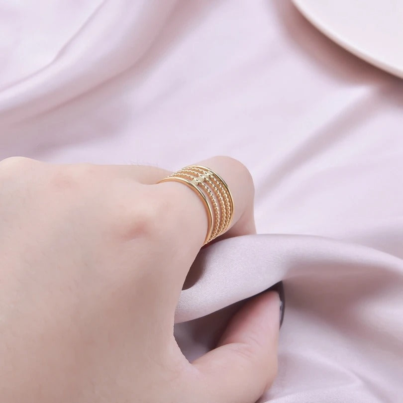 Gold ring with textured design