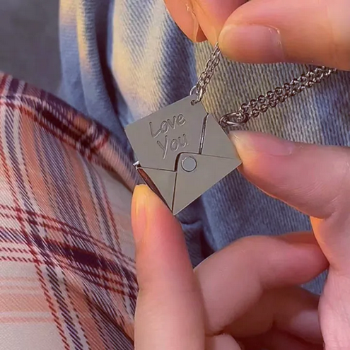 Custom Engraved Love Letter Personalized Envelope Pendant Necklace Stainless Steel