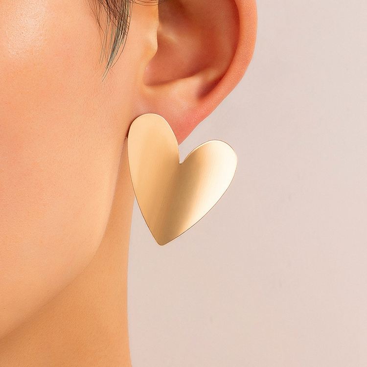 Large Metal Heart Post Earrings