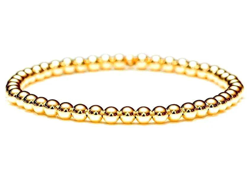 18K Stainless Steel Gold Ball Bracelates with Elastic