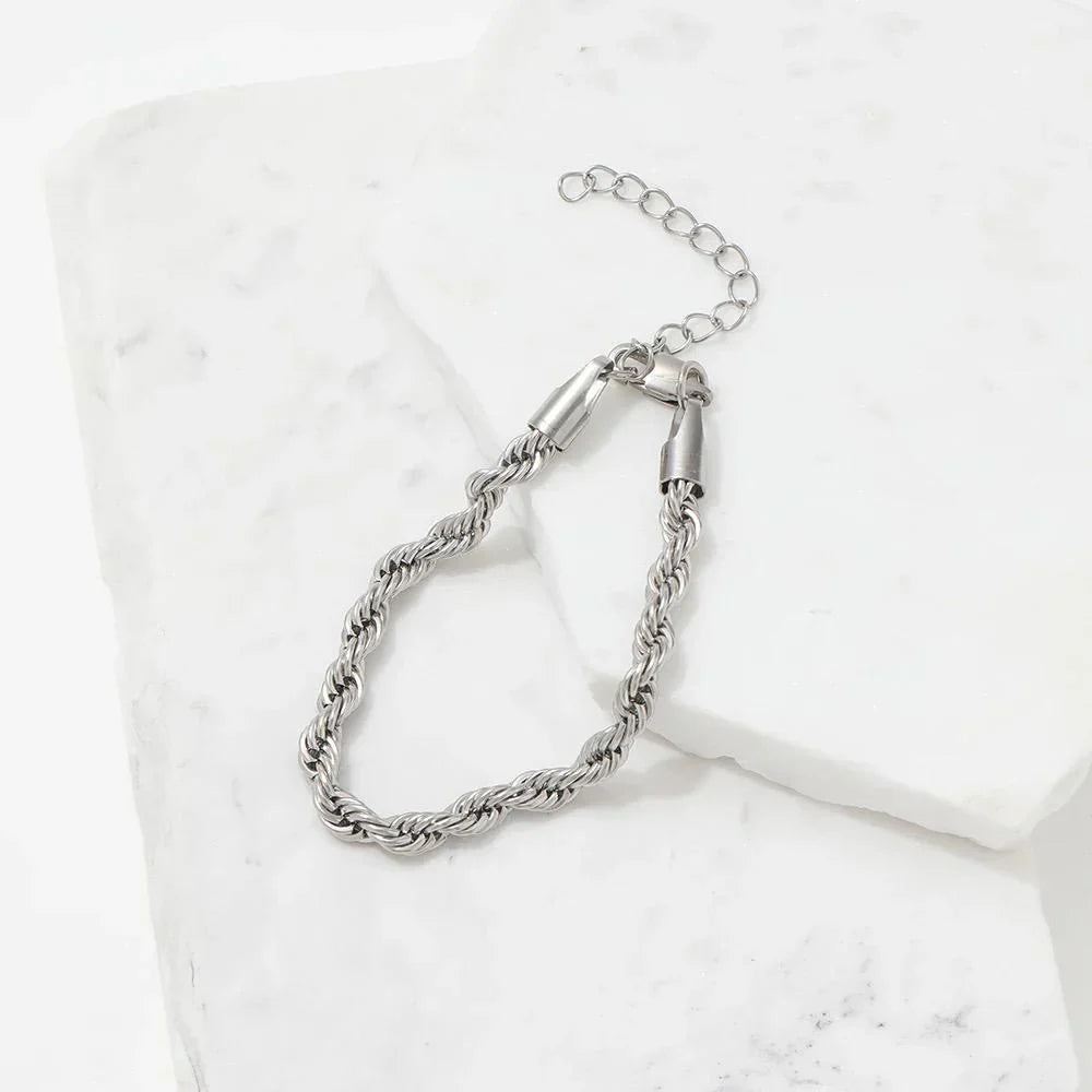 Elegant Stainless Steel Rope Chain Twisted Bracelets