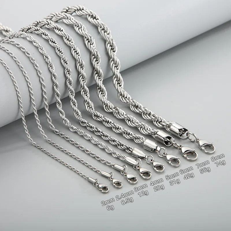 Elegant Stainless Steel Rope Chain Twisted