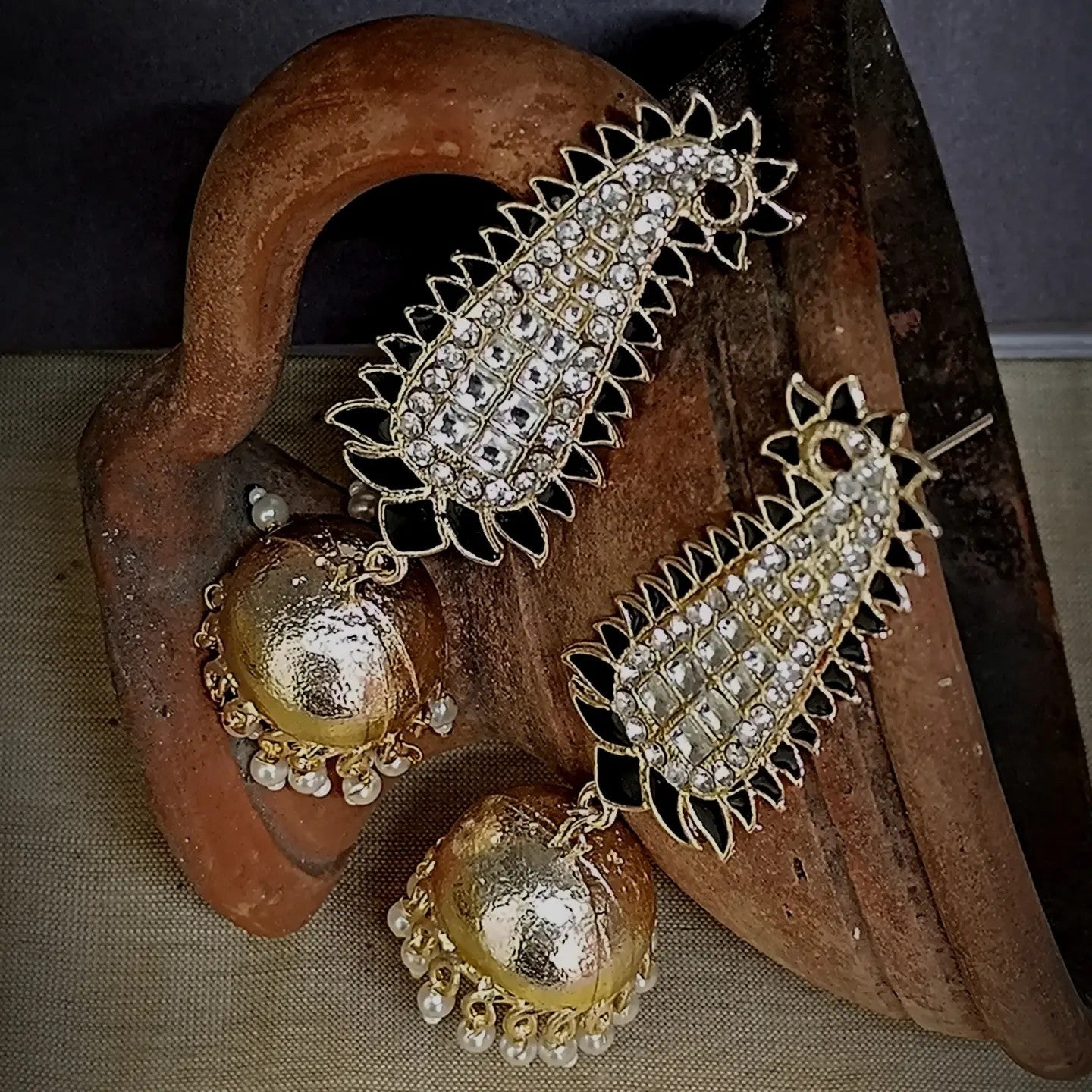 Meenakari Peacock Design Jhumka