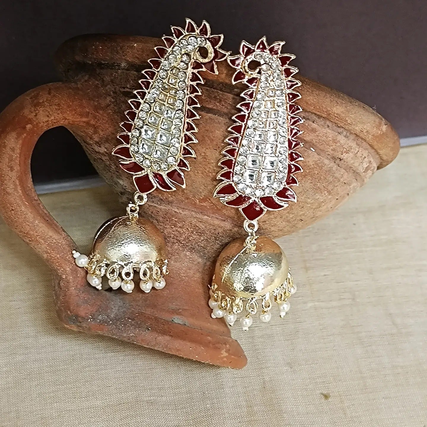 Meenakari Peacock Design Jhumka