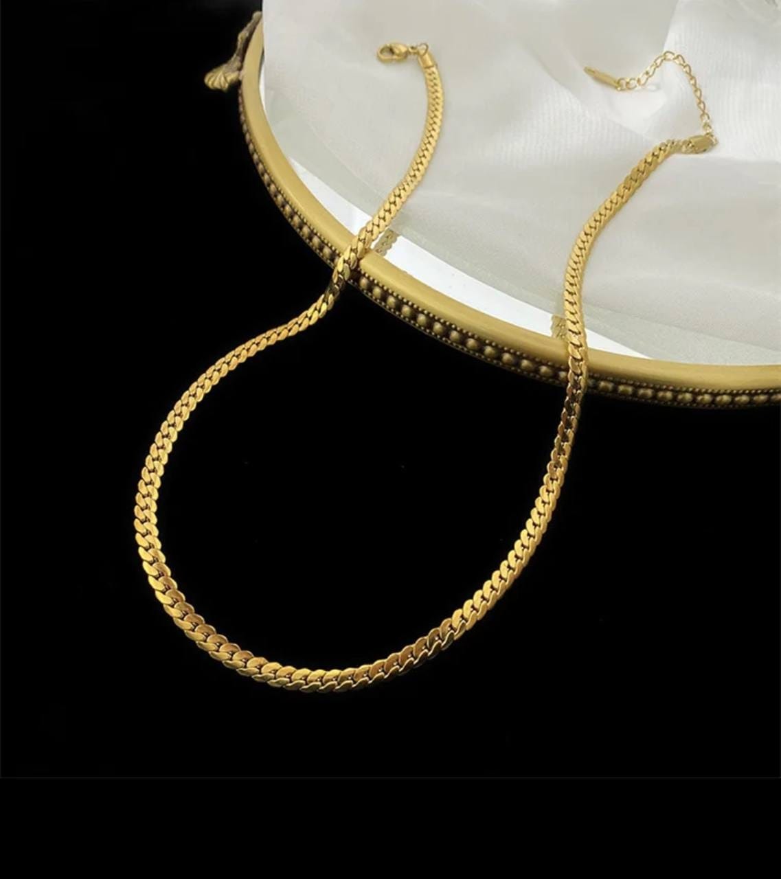 Curb Gold Chain and Bracelet Stainless Steel for Men and Women