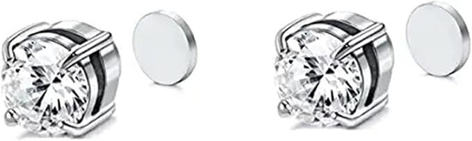 Magnetic Stud Earrings – Stainless Steel CZ, Non-Piercing, Hypoallergenic