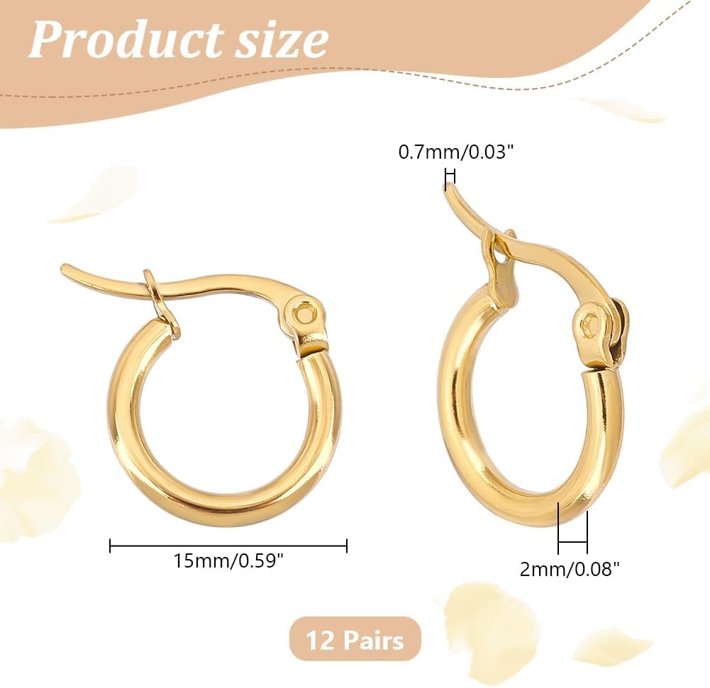 Classic Gold Color Stainless Steel Circle Ear Buckle Small Hoop Earrings for Women Men