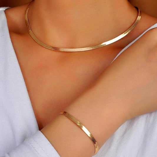 Golden Snake Chain & Bracelet Set