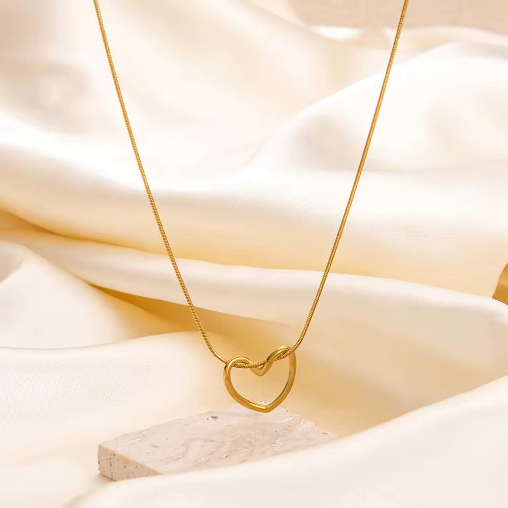 Valentine Golden Heart Necklace and Bracelet