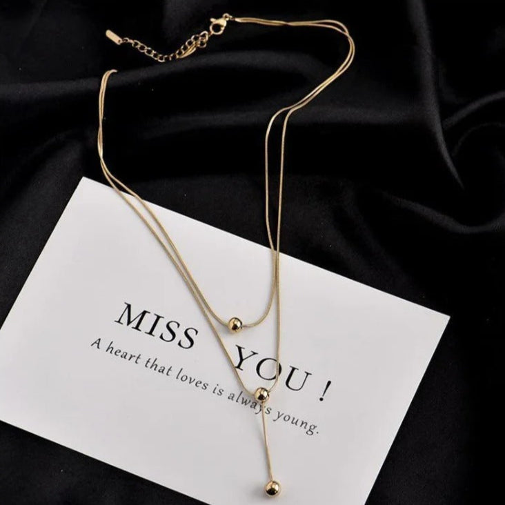 Double Layer Titanium Steel Necklace.