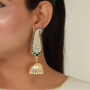 Meenakari Peacock Design Jhumka