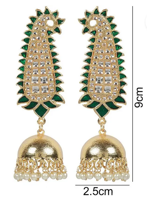 Meenakari Peacock Design Jhumka