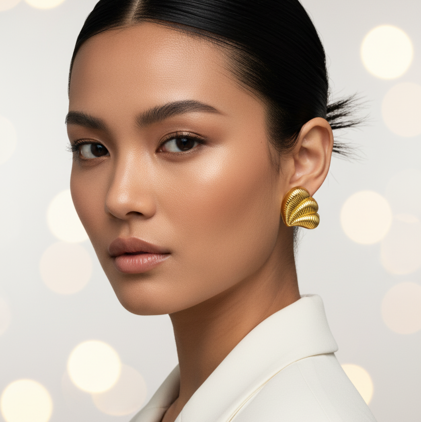 Gold shell-shaped earrings