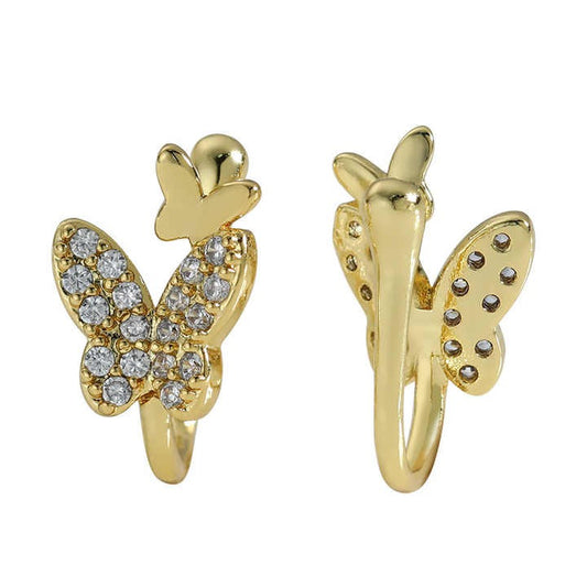 U-Shaped Nose Ring Copper Inlaid Zircon Butterfly Nose Gold Silver Nose Rings for Women