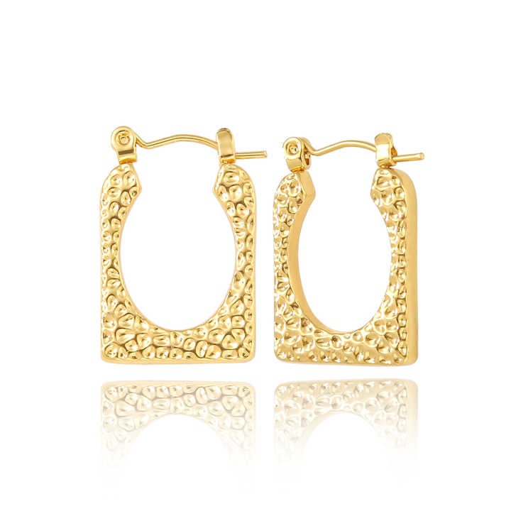 Unique Flower Pattern Hoop Earrings Fashion Women's Gold Plated Earrings