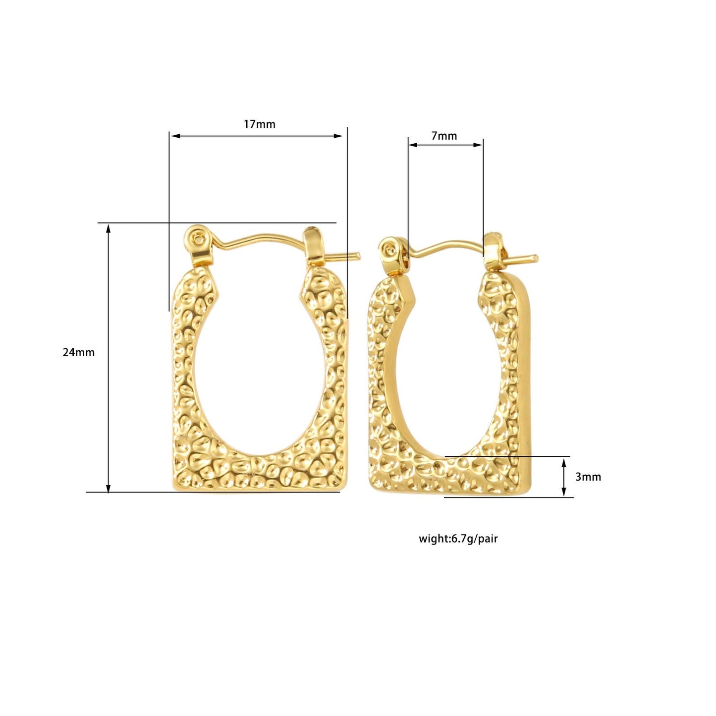 Unique Flower Pattern Hoop Earrings Fashion Women's Gold Plated Earrings