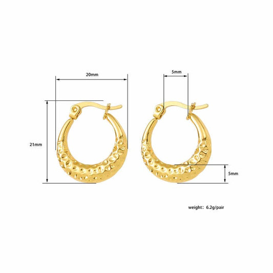 Luxury 18K Gold Plated Printed Hoop Earrings Stainless Steel Solid Chunky Hoop Earrings for Women