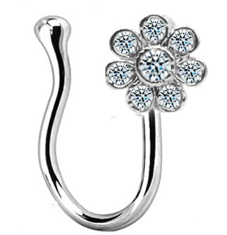 U-Shaped Nose Ring Zircon Flower Nose pin Gold Silver Nose Rings for Women