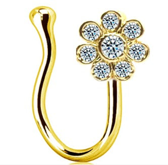 U-Shaped Nose Ring Zircon Flower Nose pin Gold Silver Nose Rings for Women