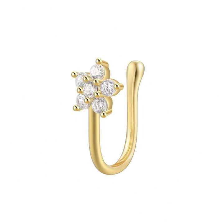 Gold Plated Non Pierced Star Shape Ear Nose Cuff Earrings Jewelry Silver and golden