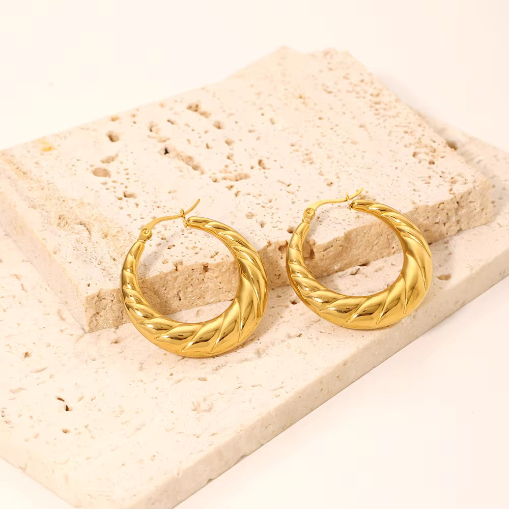 Gold-plated Small Twist Hoop Earrings