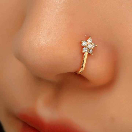 Gold Plated Non Pierced Star Shape Ear Nose Cuff Earrings Jewelry Silver and golden