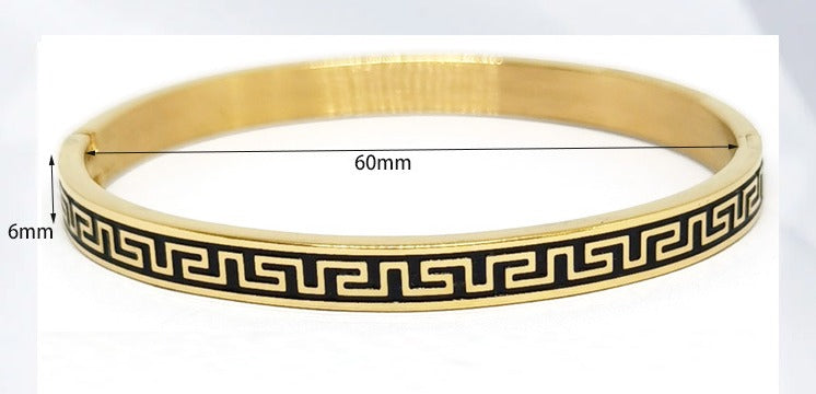 Enamel Pattern Stainless Steel Bangle Bracelet