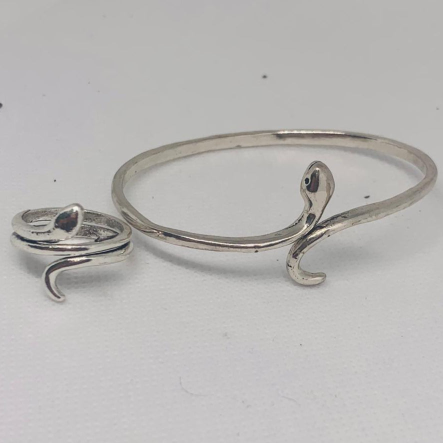 Versatile Adjustable Snake Bracelet and Ring Set for Girl Women