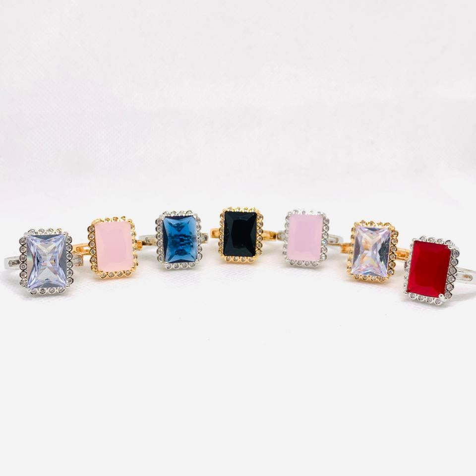 Band Rings Vintage Nickel silver Gemstone Wedding Party Rings for Women