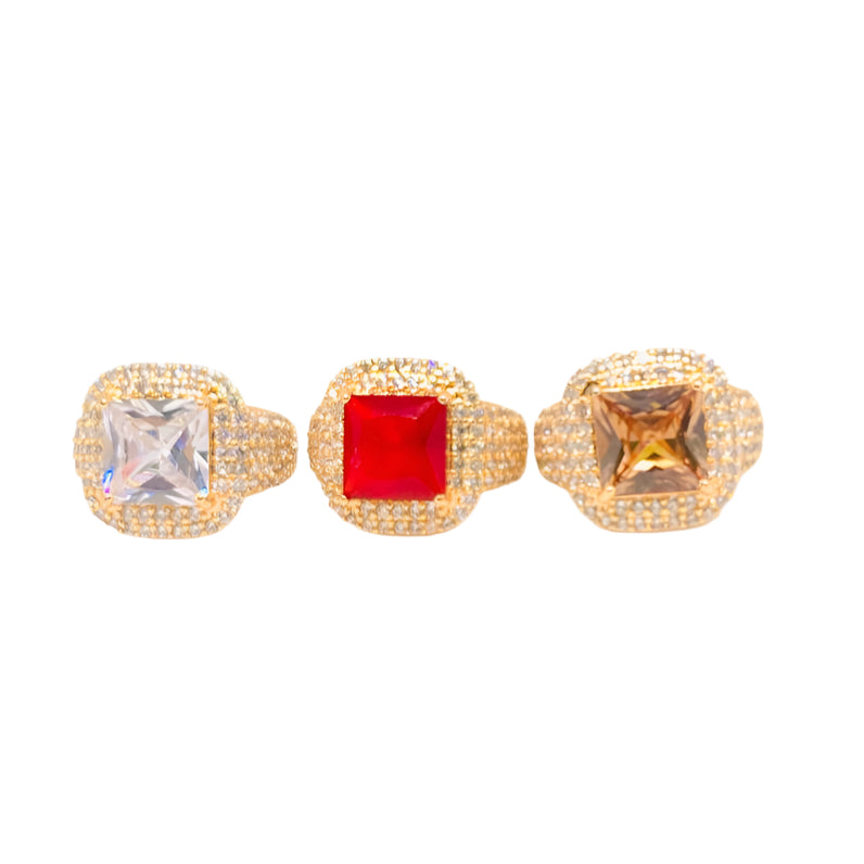 Ruby Jewelry Style Ring: Yellow Gold Plated Hip Hop Ring for women's Wedding and Fashion Ring