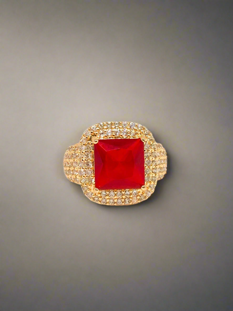 Gold Color Luxury Female Fashion Ring Gemstone For Women