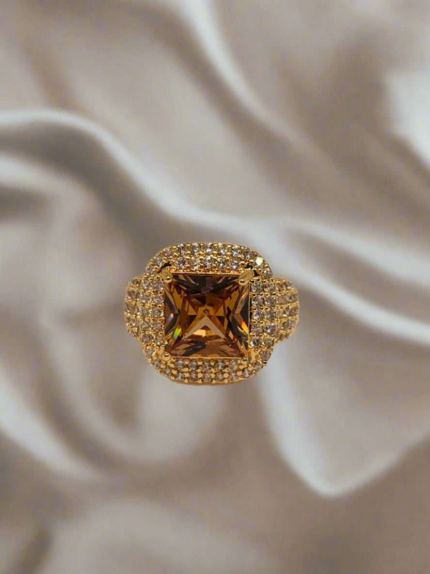 Ruby Jewelry Style Ring: Yellow Gold Plated Hip Hop Ring for women's Wedding and Fashion Ring