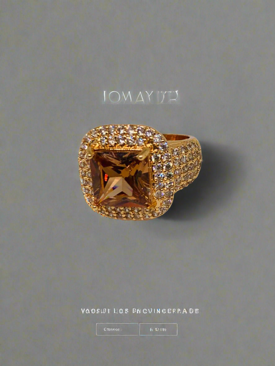 Gold Color Luxury Female Fashion Ring Gemstone For Women