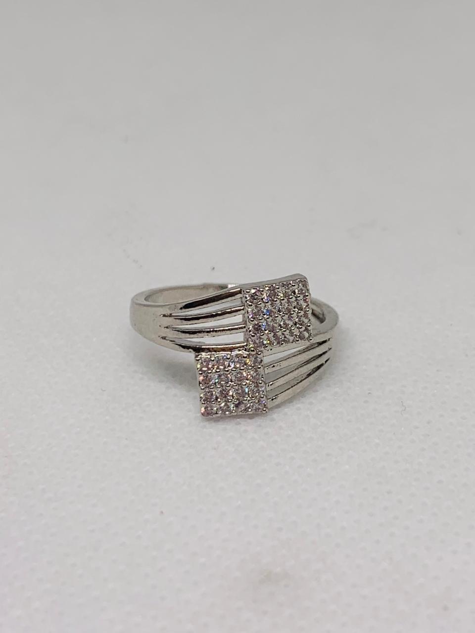 Simulated Sparkling Silver Cluster Ring Gift for Women – Statement Piece