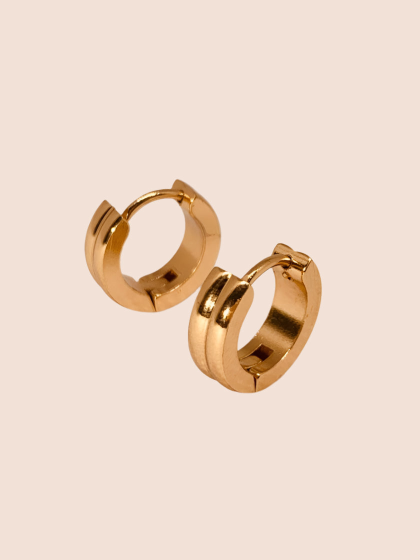 Classic Gold Color Stainless Steel Circle Ear Buckle Small Hoop Earrings for Women Men
