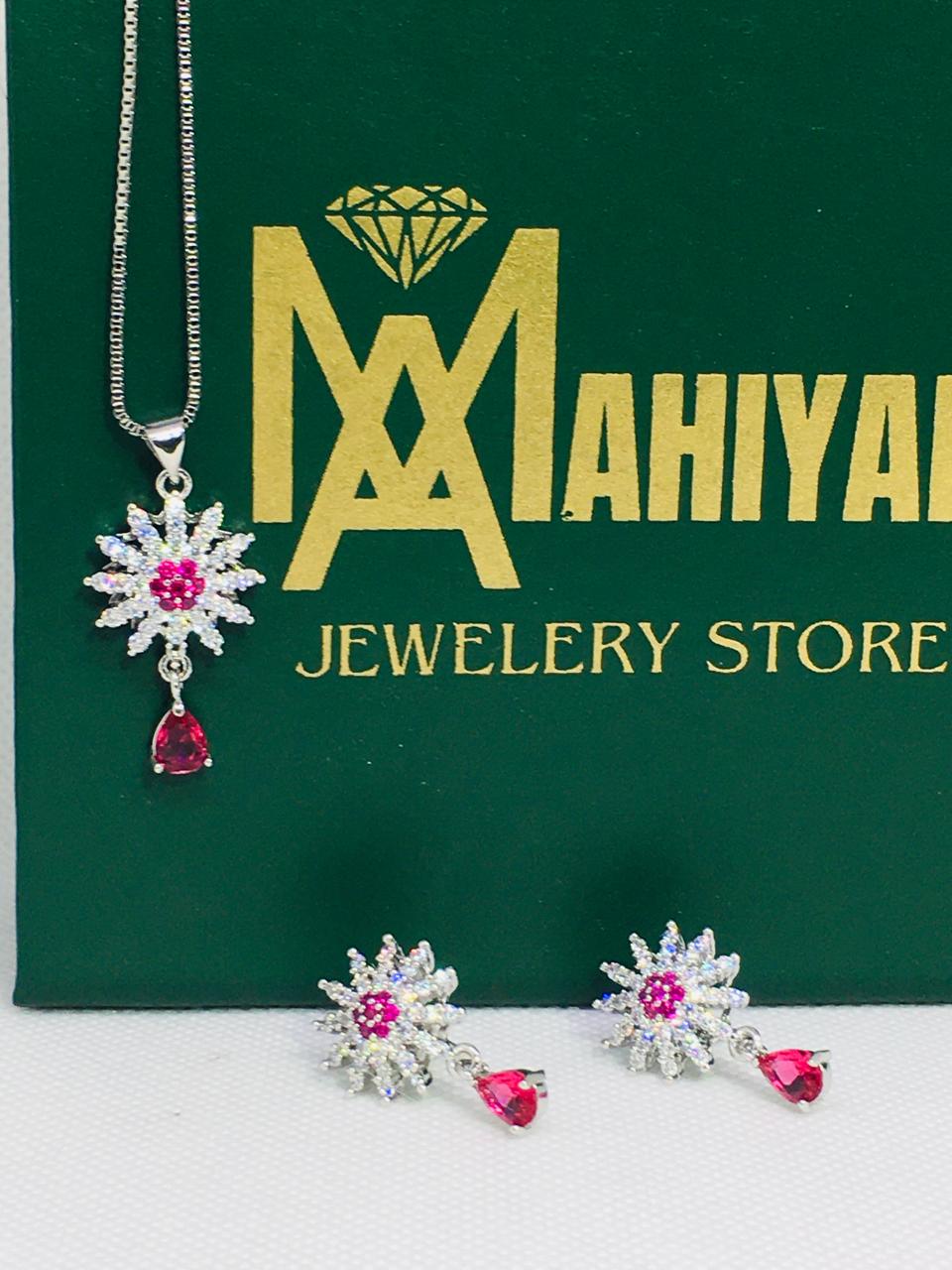 Pear Cut Cubic Zirconia Necklace and Earrings