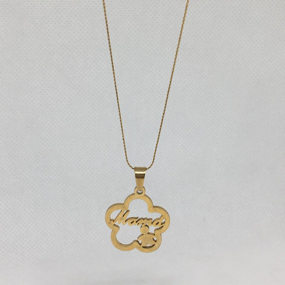 Stainless Steel Gold Mama Heart Pendant Necklace and Pendant