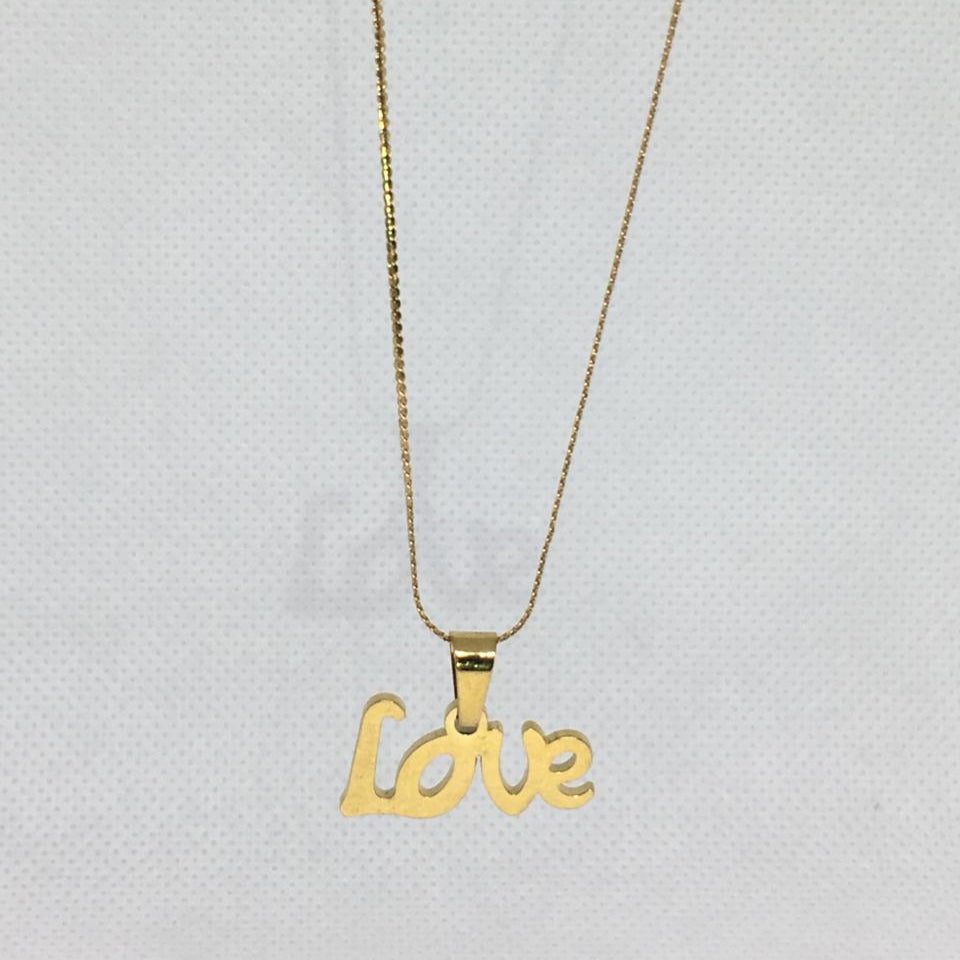 Romantic Women's Gift LOVE Word Golden Stainless Steel Pendant