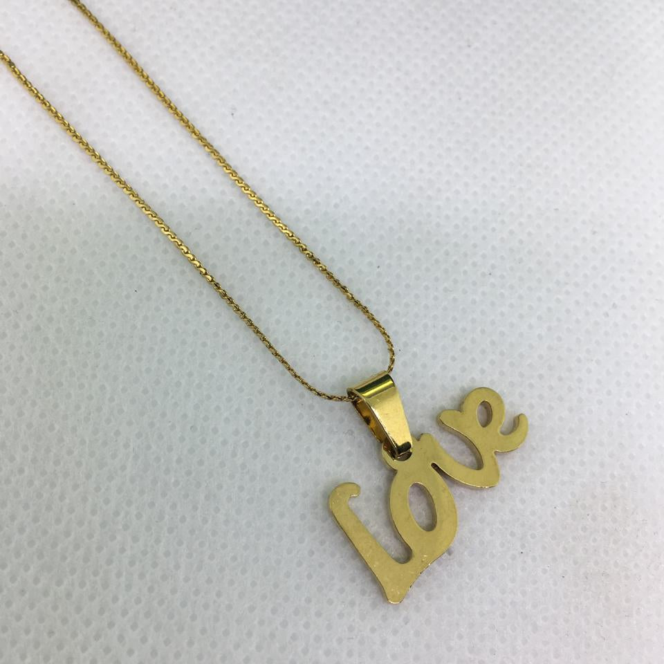 Romantic Women's Gift LOVE Word Golden Stainless Steel Pendant