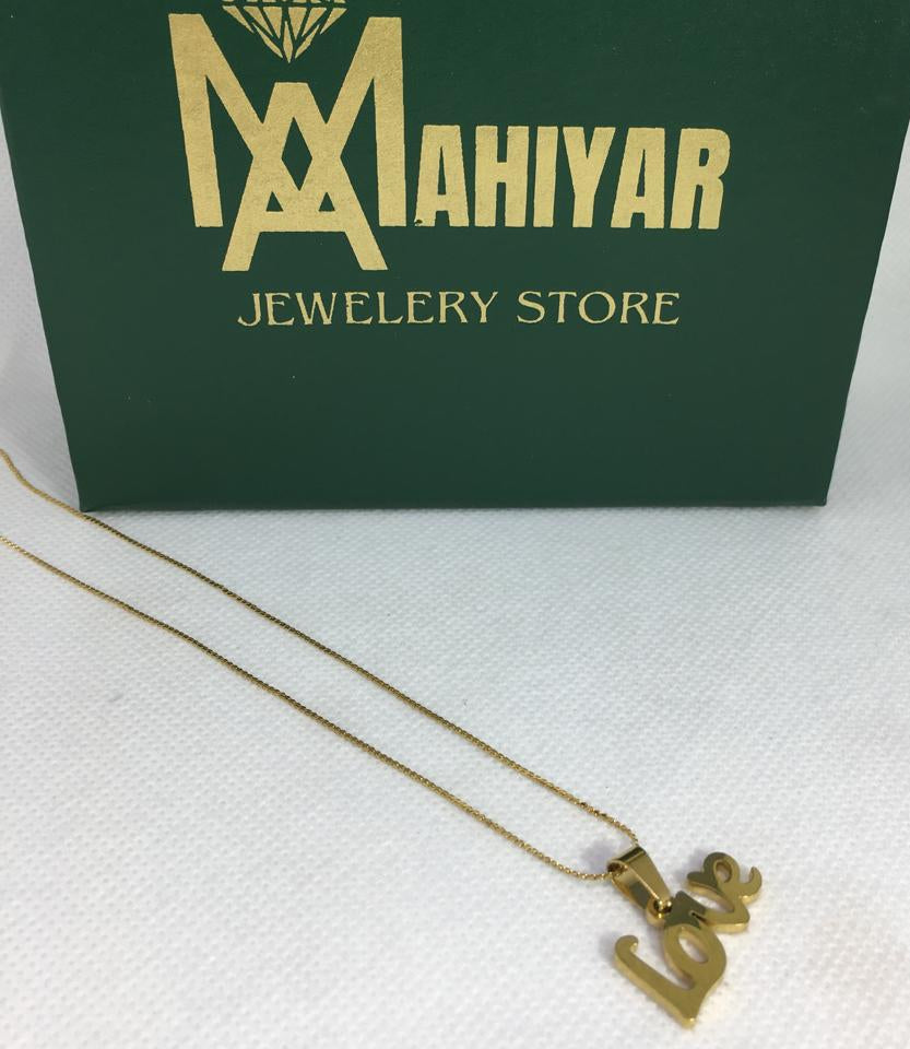 Romantic Women's Gift LOVE Word Golden Stainless Steel Pendant