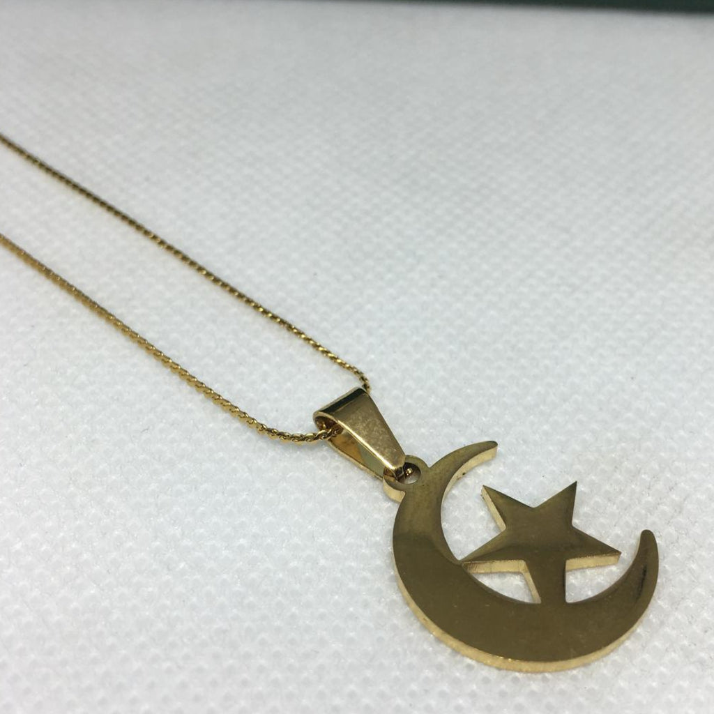 Premium Quality Stainless Steel Moon Star Necklace
