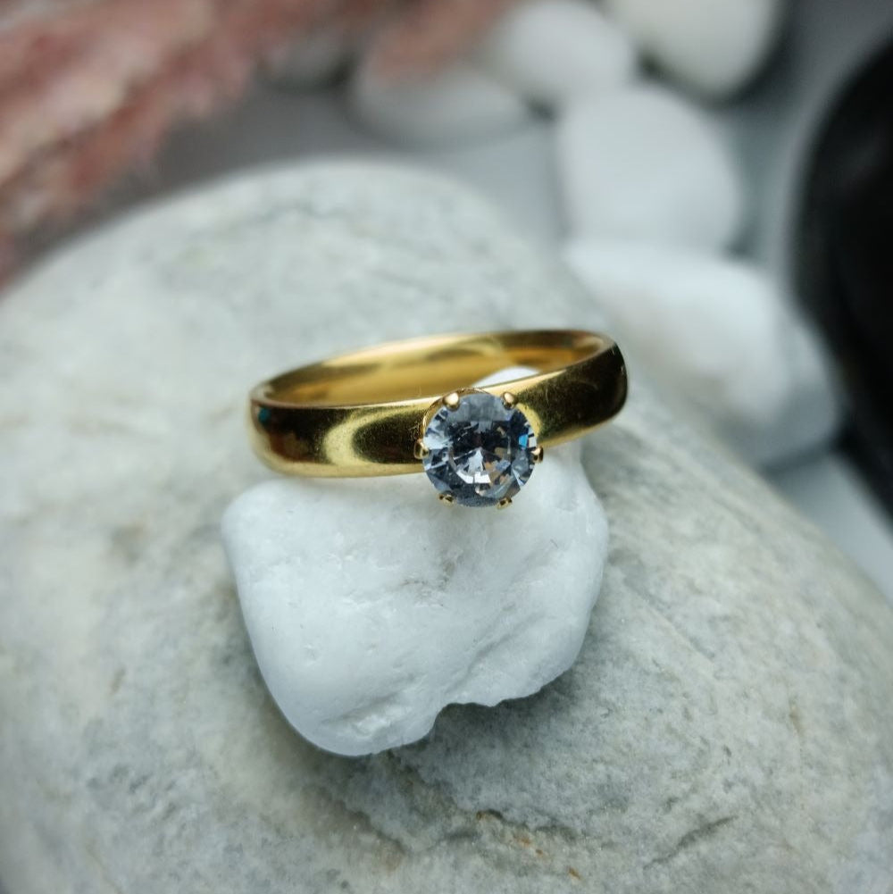 Ring with transparent stone Stainless Steel