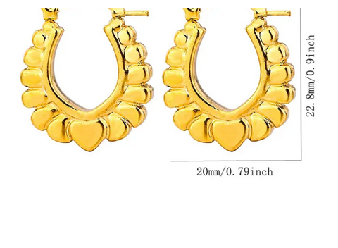 U Shape Geometric Heart Shape Earrings