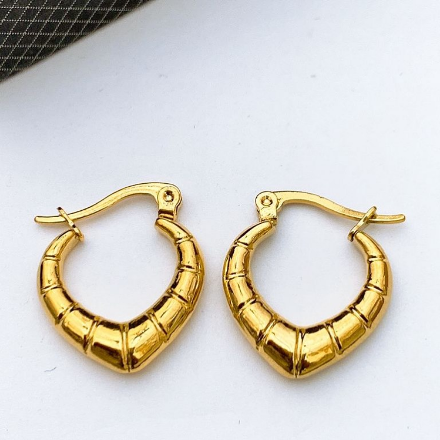 Gold Plated Love Heart Shaped Studs