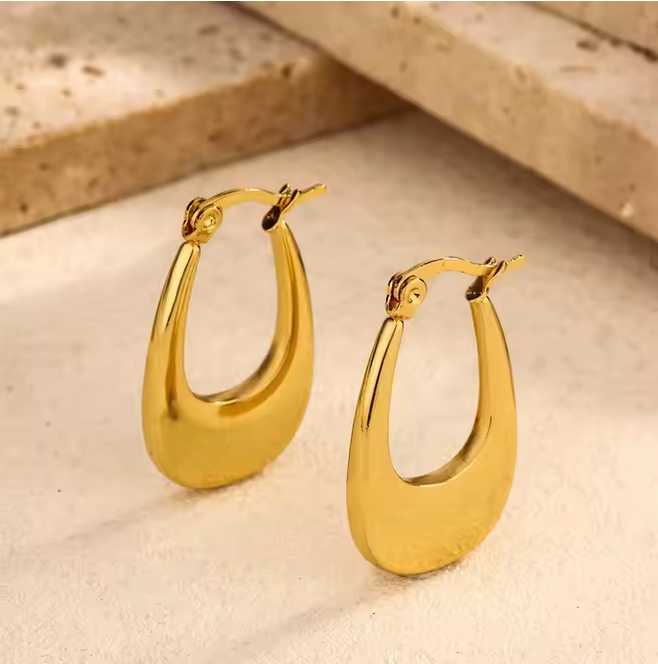14k Gold-plated Small U Shape Hoop Earrings