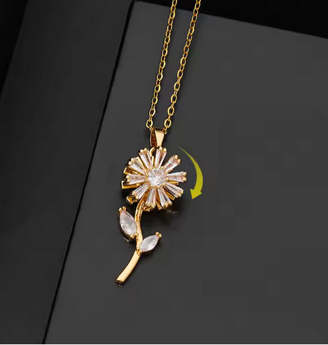 Rotatable Sunshine Sunflower Pendant Necklace