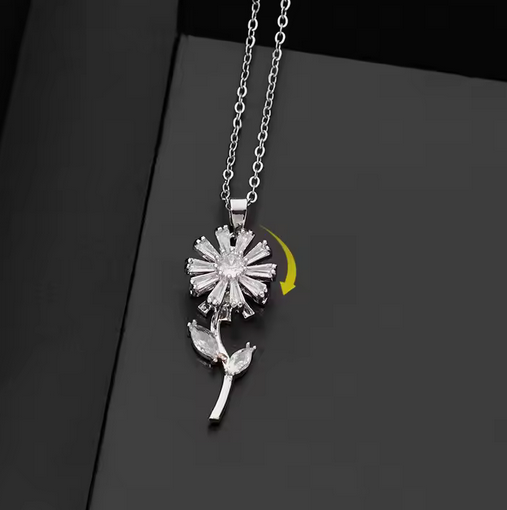 Rotatable Sunshine Sunflower Pendant Necklace