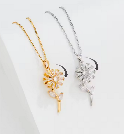 Rotatable Sunshine Sunflower Pendant Necklace